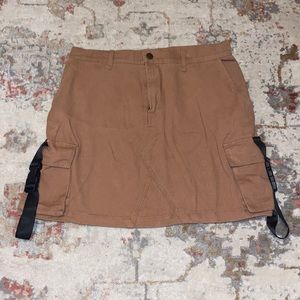 NWOT Brown Cargo Skirt with Buckles
